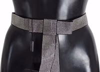 Black Silk Clear Crystal Bow Waist Belt 5