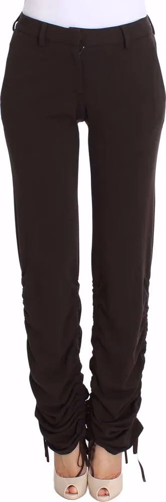 Brown Stretch Casual Trousers Pants