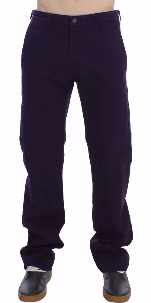 Purple Cotton Stretch Purple Fit Pants