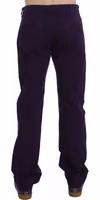 Purple Cotton Stretch Purple Fit  Pants 3