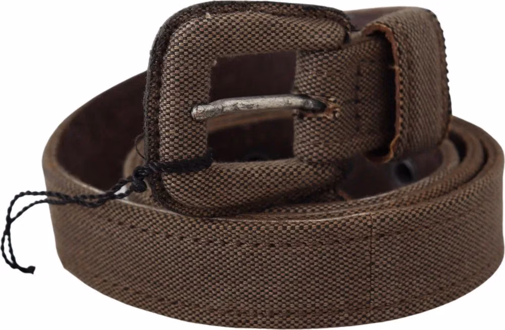 Brown Leather Logo Buckle Waist Belt