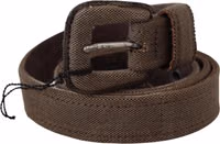 Brown Leather Logo Buckle Waist Belt 1