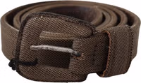 Brown Leather Logo Buckle Waist Belt 3