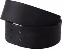 Black Genuine Leather Wide Logo Waist Belt 1