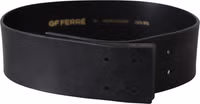 Black Genuine Leather Wide Logo Waist Belt 2