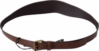 Brown Leather Gold Metal Buckle Belt 2