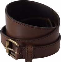 Brown Leather Gold Metal Buckle Belt 3