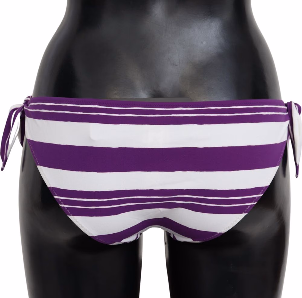 Purple White Stripes Beachwear Bikini Bottom