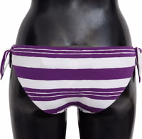 Purple White Stripes Beachwear Bikini Bottom 1