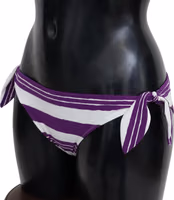 Purple White Stripes Beachwear Bikini Bottom 4