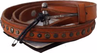 Brown Genuine Leather Rustic Silver Buckle Belt 1