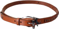 Brown Genuine Leather Rustic Silver Buckle Belt 2