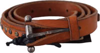 Brown Genuine Leather Rustic Silver Buckle Belt 3