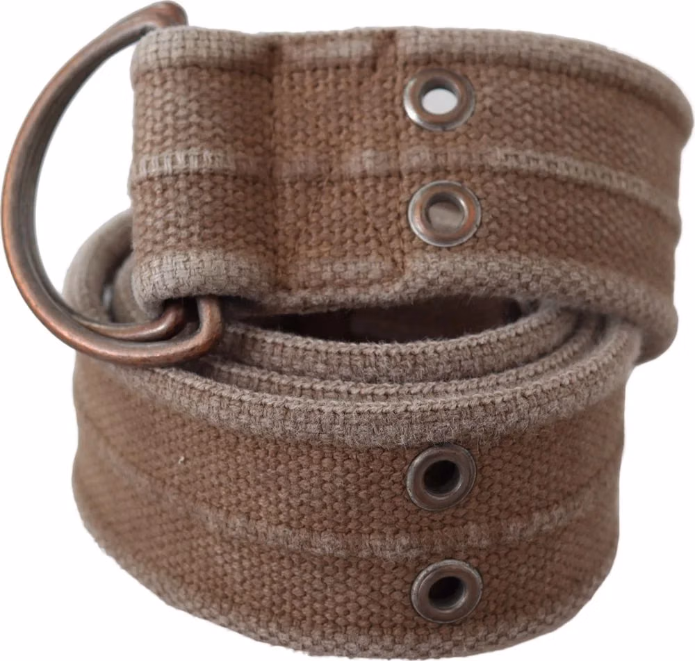 Beige Leather Logo Belt Sling Cintura Buckle Belt