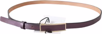 Gold Logo Buckle Waist Leather Skinny Belt 2