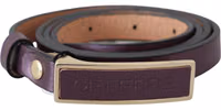 Gold Logo Buckle Waist Leather Skinny Belt 3