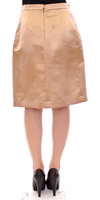 Brown Silk Solid Mini Pleated Skirt 3