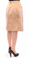 Brown Silk Solid Mini Pleated Skirt 4