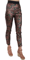 Multicolor Iridescent Brocade Jacquard Trousers Crop Pants 2