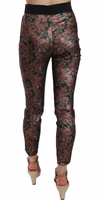 Multicolor Iridescent Brocade Jacquard Trousers Crop Pants 4