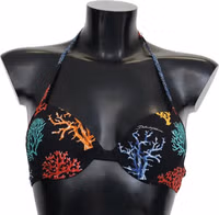 Black Corals Print Women Beachwear Bikini Tops 3