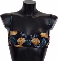 Black Seashells Print Women Swimwear Bikini Tops 4