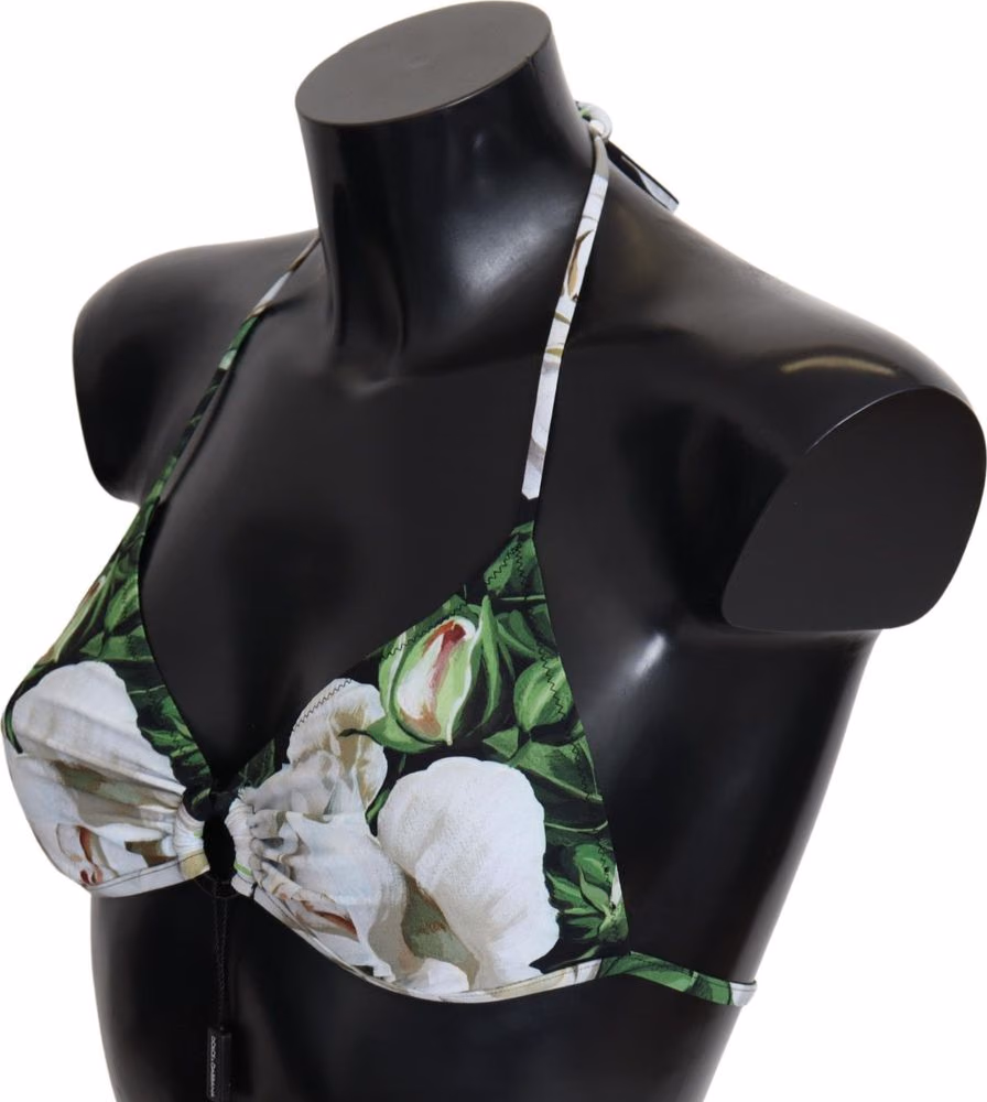 Multicolor Floral Print Halter Swimwear Bikini Top