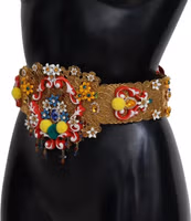 Embellished Floral Crystal Wide Waist Carretto Belt 1