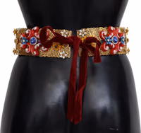 Embellished Floral Crystal Wide Waist Carretto Belt 2