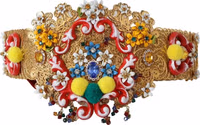 Embellished Floral Crystal Wide Waist Carretto Belt 3