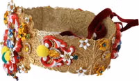 Embellished Floral Crystal Wide Waist Carretto Belt 4