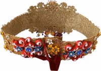 Embellished Floral Crystal Wide Waist Carretto Belt 5