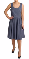 Blue Polka Cotton A-Line Stretch Dress 1