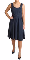 Blue Polka Dotted Cotton A-Line Dress 1