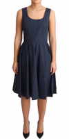 Blue Polka Dotted Cotton A-Line Dress 5