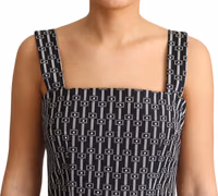 Black White Pattern Cotton A-Line Dress 5