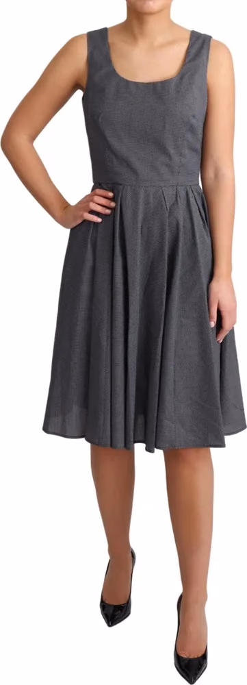 Black Polka Dotted Cotton A-Line Dress