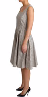 Beige Polka Dotted Cotton A-Line Dress 2