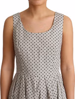 Beige Polka Dotted Cotton A-Line Dress 5