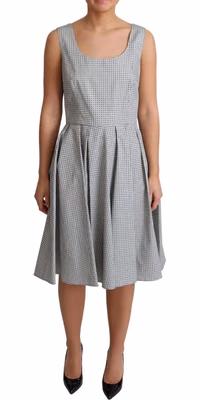 Gray Polka Dotted Cotton A-Line Dress