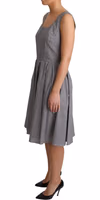 Blue Beige Geometric Cotton A-Line Dress 3