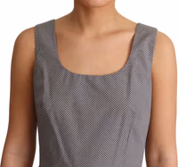 Blue Beige Geometric Cotton A-Line Dress 5