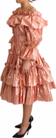 Pink Ruffled Dress Silk Cotton Gown Dress 2