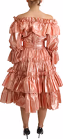 Pink Ruffled Dress Silk Cotton Gown Dress 3