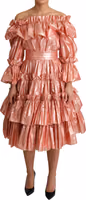 Pink Ruffled Dress Silk Cotton Gown Dress 5