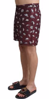Maroon Hats Print Beachwear Shorts Swimwear 2