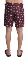 Maroon Hats Print Beachwear Shorts Swimwear 3