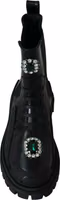 Black Leather Crystal Combat Boots 5