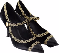 Black Velvet Gold Mary Janes Pumps 2