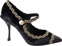 Black Velvet Gold Mary Janes Pumps 4